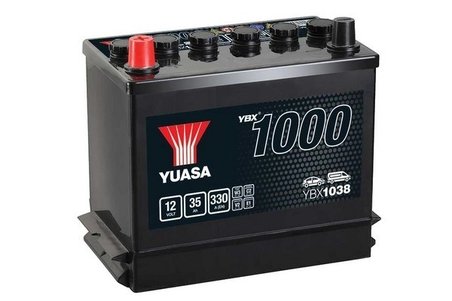 BATERIE DE PORNIRE YUASA YBX1038 - Compatibil cu AC, AUSTIN, AUTOBIANCHI, BOND, FORD, HYUNDAI, INNOCENTI, IRAN KHODRO, JENSEN, M