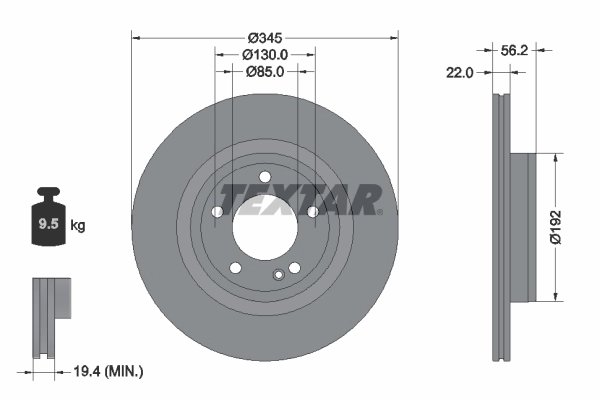 DISC FRANA TEXTAR 92345705 - Compatibil cu MERCEDES-BENZ