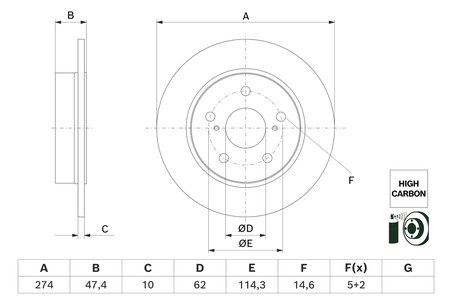 DISC FRANA BOSCH 0 986 479 H62 - Compatibil cu SUZUKI