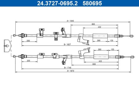 CABLU FRANA DE MANA ATE 24.3727-0695.2 - Compatibil cu FORD