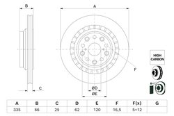 DISC FRANA BOSCH 0 986 479 H65 - Compatibil cu LEXUS, TOYOTA