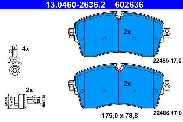 SET PLACUTE FRANA ATE 13.0460-2636.2 - Compatibil cu JAGUAR, LAND ROVER