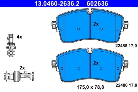 SET PLACUTE FRANA ATE 13.0460-2636.2 - Compatibil cu JAGUAR, LAND ROVER