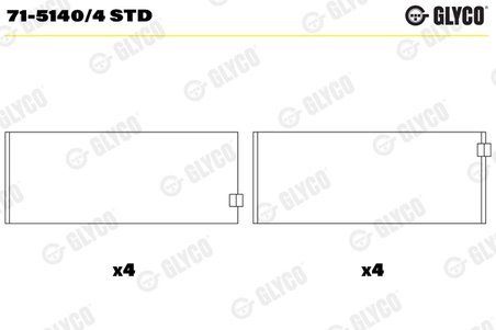 CUZINETI BIELA GLYCO 71-5140/4 STD - Compatibil cu CITROEN, FIAT, IVECO, MULTICAR, PEUGEOT