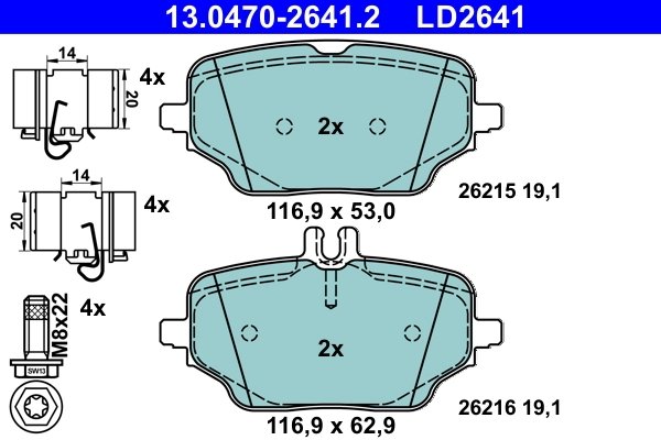 SET PLACUTE FRANA ATE 13.0470-2641.2 - Compatibil cu MERCEDES-BENZ