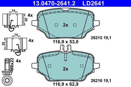 SET PLACUTE FRANA ATE 13.0470-2641.2 - Compatibil cu MERCEDES-BENZ