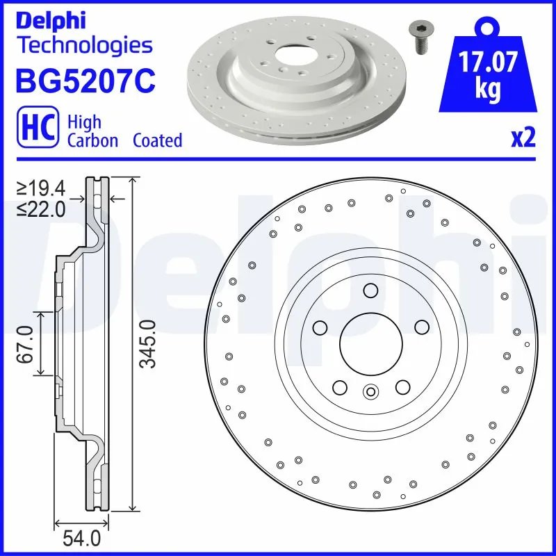DISC FRANA DELPHI BG5207C - Compatibil cu MERCEDES-BENZ