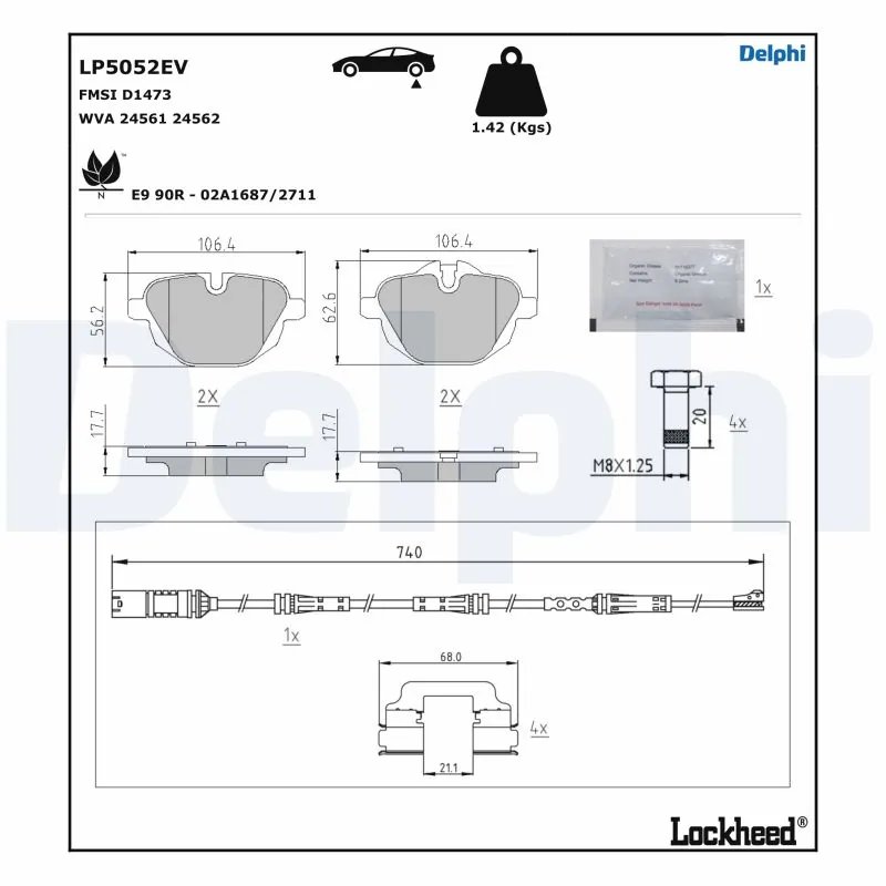 SET PLACUTE FRANA DELPHI LP5052EV - Compatibil cu BMW