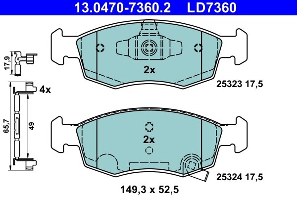 Set placute frana ATE 13.0470-7360.2