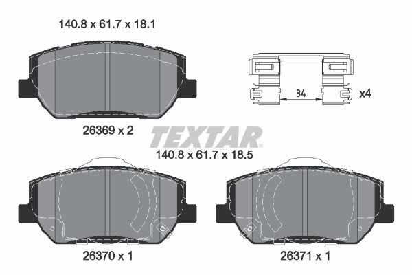 SET PLACUTE FRANA TEXTAR 2636901 - Compatibil cu HYUNDAI
