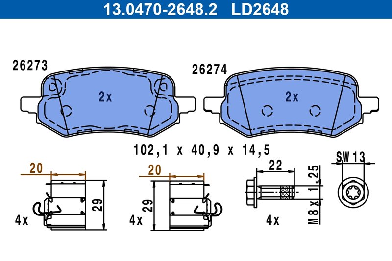 Set placute frana ATE 13.0470-2648.2