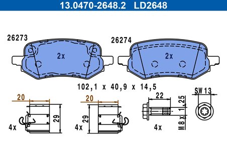 Set placute frana ATE 13.0470-2648.2