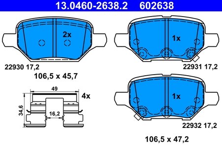 Set placute frana ATE 13.0460-2638.2