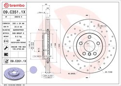 DISC FRANA BREMBO 09.C351.1X - Compatibil cu BMW, BMW (BRILLIANCE), MINI, ZINORO