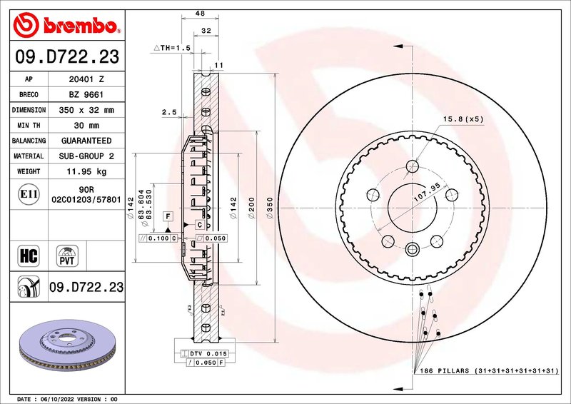 Disc frana Brembo 09.D722.23