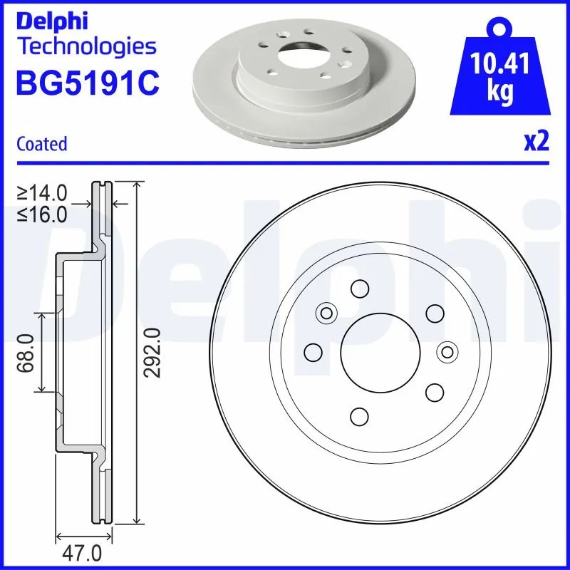 DISC FRANA DELPHI BG5191C - Compatibil cu MERCEDES-BENZ, NISSAN, RENAULT