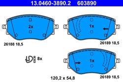 SET PLACUTE FRANA ATE 13.0460-3890.2 - Compatibil cu DACIA, NISSAN, RENAULT