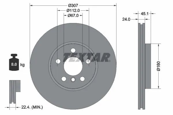 DISC FRANA TEXTAR 92347205 - Compatibil cu BMW, MINI