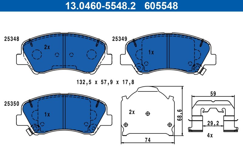 Set placute frana ATE 13.0460-5548.2