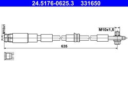 FURTUN FRANA ATE 24.5176-0625.3 - Compatibil cu AUDI, SEAT, SKODA, VW