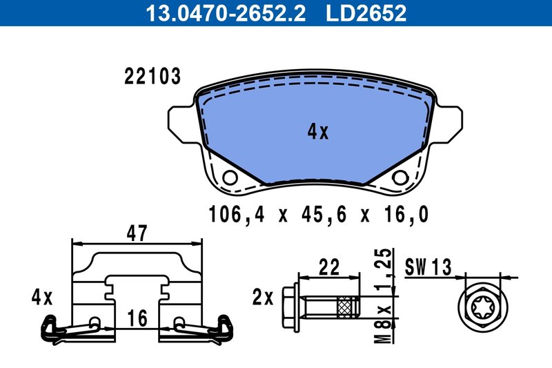 SET PLACUTE FRANA ATE 13.0470-2652.2 - Compatibil cu RENAULT