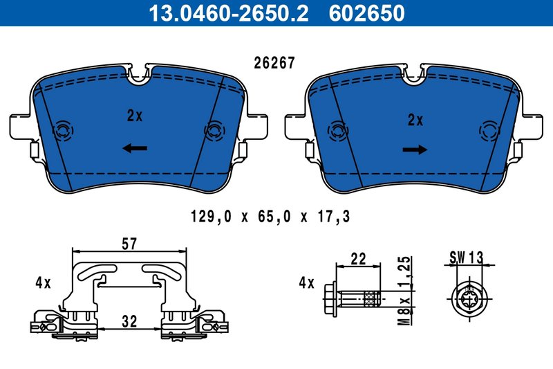 SET PLACUTE FRANA ATE 13.0460-2650.2 - Compatibil cu AUDI, VW