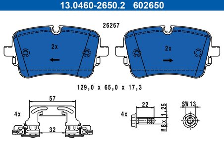SET PLACUTE FRANA ATE 13.0460-2650.2 - Compatibil cu AUDI, VW