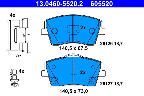 Set placute frana ATE 13.0460-5520.2