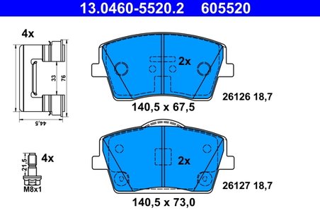 Set placute frana ATE 13.0460-5520.2
