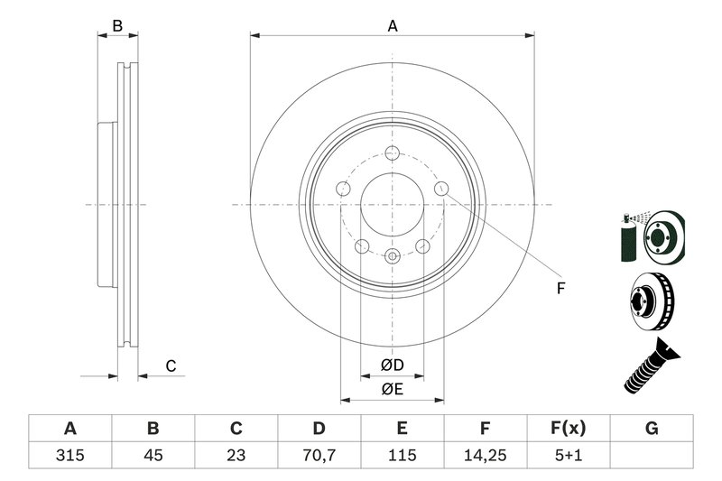 DISC FRANA BOSCH 0 986 479 F85 - Compatibil cu OPEL, VAUXHALL