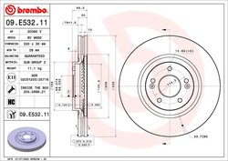 DISC FRANA BREMBO 09.E532.11 - Compatibil cu KIA