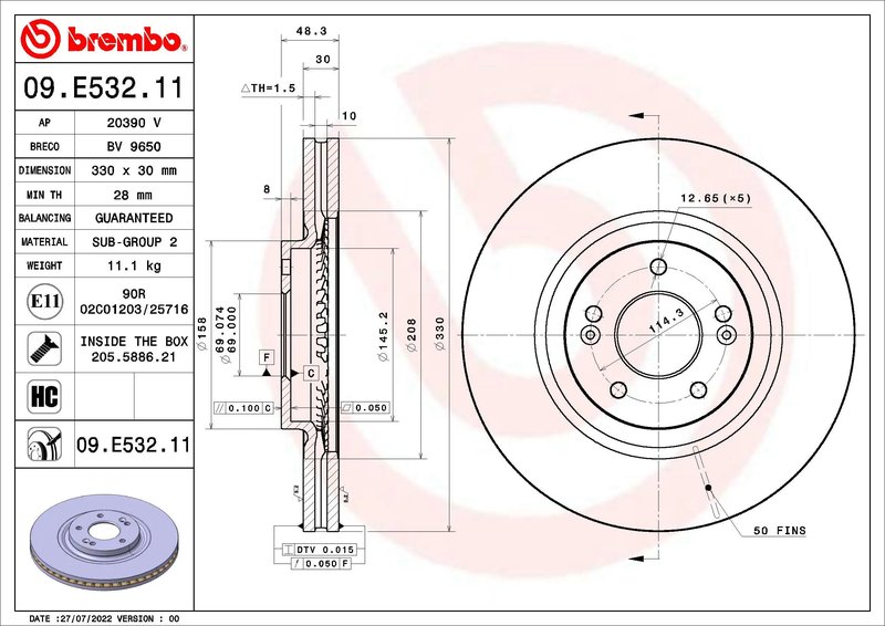 Disc frana Brembo 09.E532.11