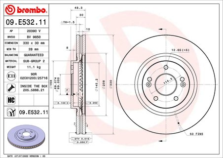 Disc frana Brembo 09.E532.11