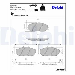 SET PLACUTE FRANA DELPHI LP3903 - Compatibil cu HYUNDAI, KG MOBILITY, SSANGYONG