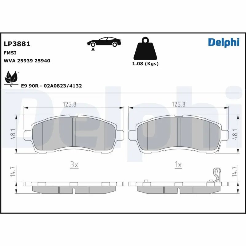 Set placute frana Delphi LP3881
