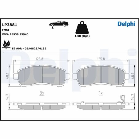 Set placute frana Delphi LP3881