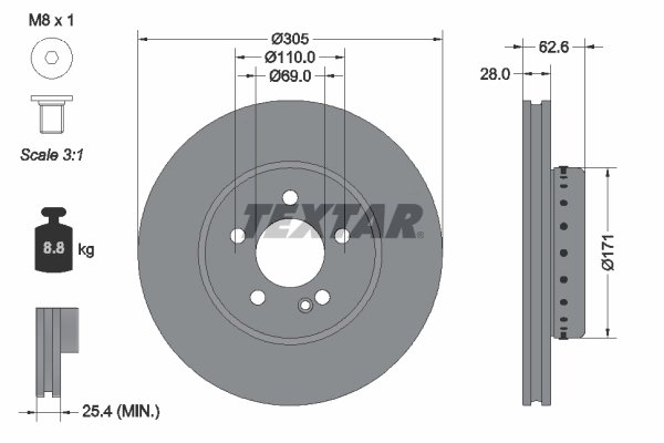 DISC FRANA TEXTAR 92343625 - Compatibil cu MERCEDES-BENZ