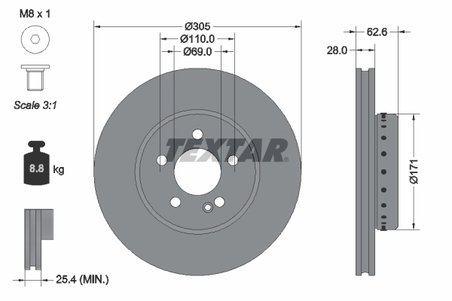 DISC FRANA TEXTAR 92343625 - Compatibil cu MERCEDES-BENZ