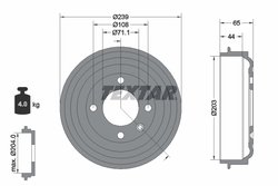 TAMBUR FRANA TEXTAR 94049500 - Compatibil cu OPEL, PEUGEOT, VAUXHALL