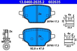 Set placute frana ATE 13.0460-2635.2