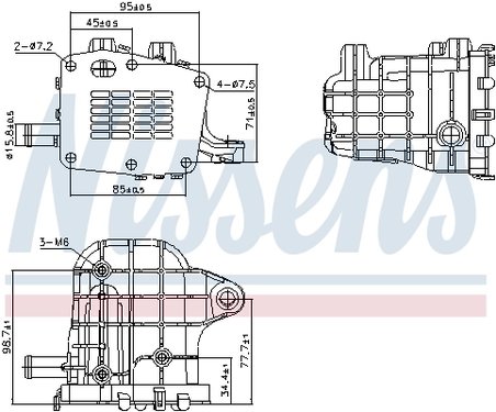 RADIATOR RECIRCULARE GAZE ESAPAMENT NISSENS 989481 - Compatibil cu CITROEN, DS, FIAT, FORD, OPEL, PEUGEOT, VAUXHALL