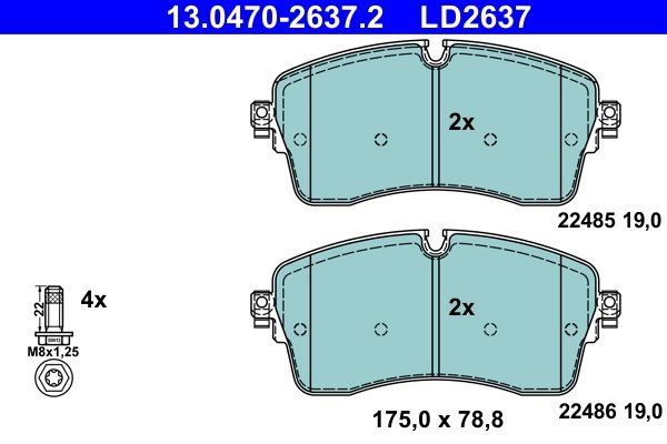 SET PLACUTE FRANA ATE 13.0470-2637.2 - Compatibil cu LAND ROVER