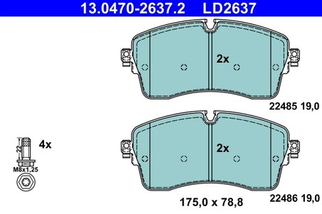 SET PLACUTE FRANA ATE 13.0470-2637.2 - Compatibil cu LAND ROVER