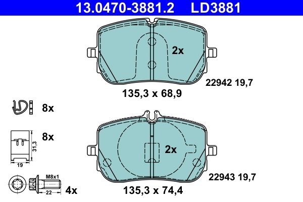 Set placute frana ATE 13.0470-3881.2