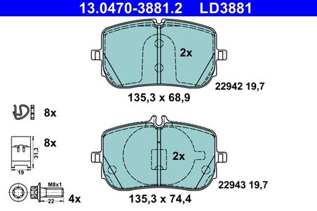 Set placute frana ATE 13.0470-3881.2