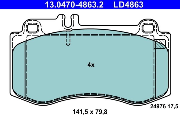 SET PLACUTE FRANA ATE 13.0470-4863.2 - Compatibil cu MERCEDES-BENZ