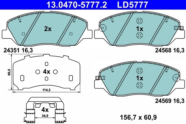 SET PLACUTE FRANA ATE 13.0470-5777.2 - Compatibil cu HYUNDAI, KIA