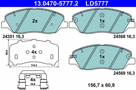 SET PLACUTE FRANA ATE 13.0470-5777.2 - Compatibil cu HYUNDAI, KIA