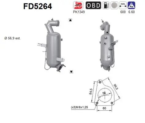 FILTRU DE PARTICULE AS FD5264 - Compatibil cu OPEL, VAUXHALL