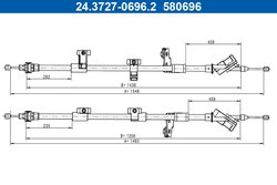 CABLU FRANA DE MANA ATE 24.3727-0696.2 - Compatibil cu FORD